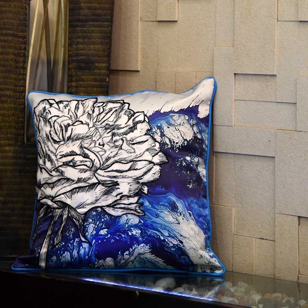Grerberas Digital Printed Polyester Cushion Cover 16" X 16" Car Sofa Chair Floral Printed Cushion Cover - Elysian Home Decor