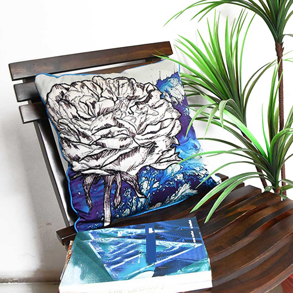 Grerberas Digital Printed Polyester Cushion Cover 16" X 16" Car Sofa Chair Floral Printed Cushion Cover - Elysian Home Decor