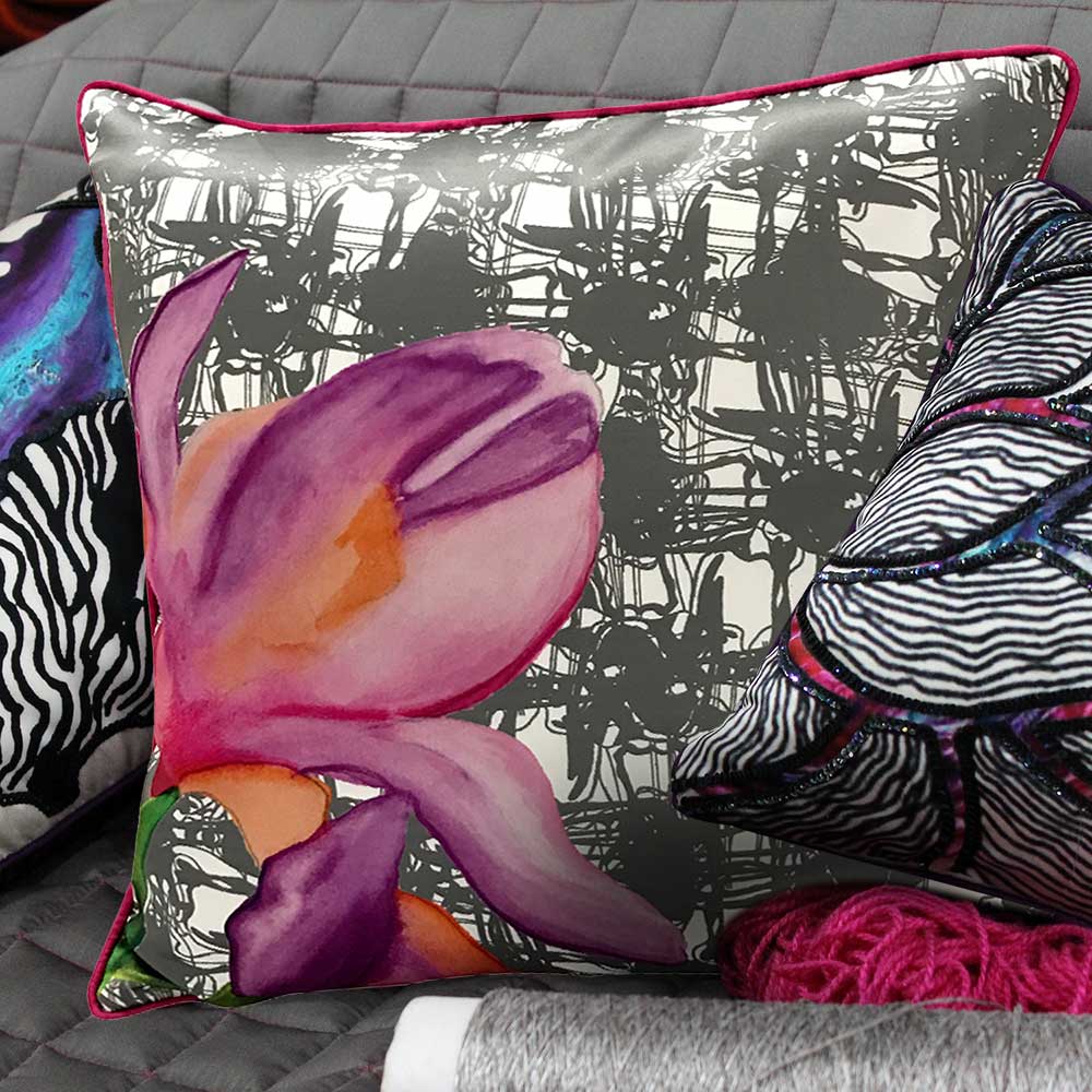 Hand Painted Flower Print Glory of Snow Printed Cushion Cover 16" X 16" Patio Garden Outdoor Living Room Floral Cushion Cover