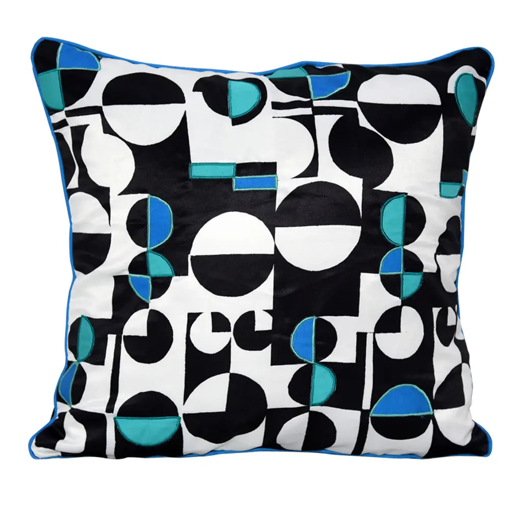 Geometric Digital Printed Designer Cushion Cover Black and White Home Decor Digital Pillow Cushion Case 16" X 16" - Elysian