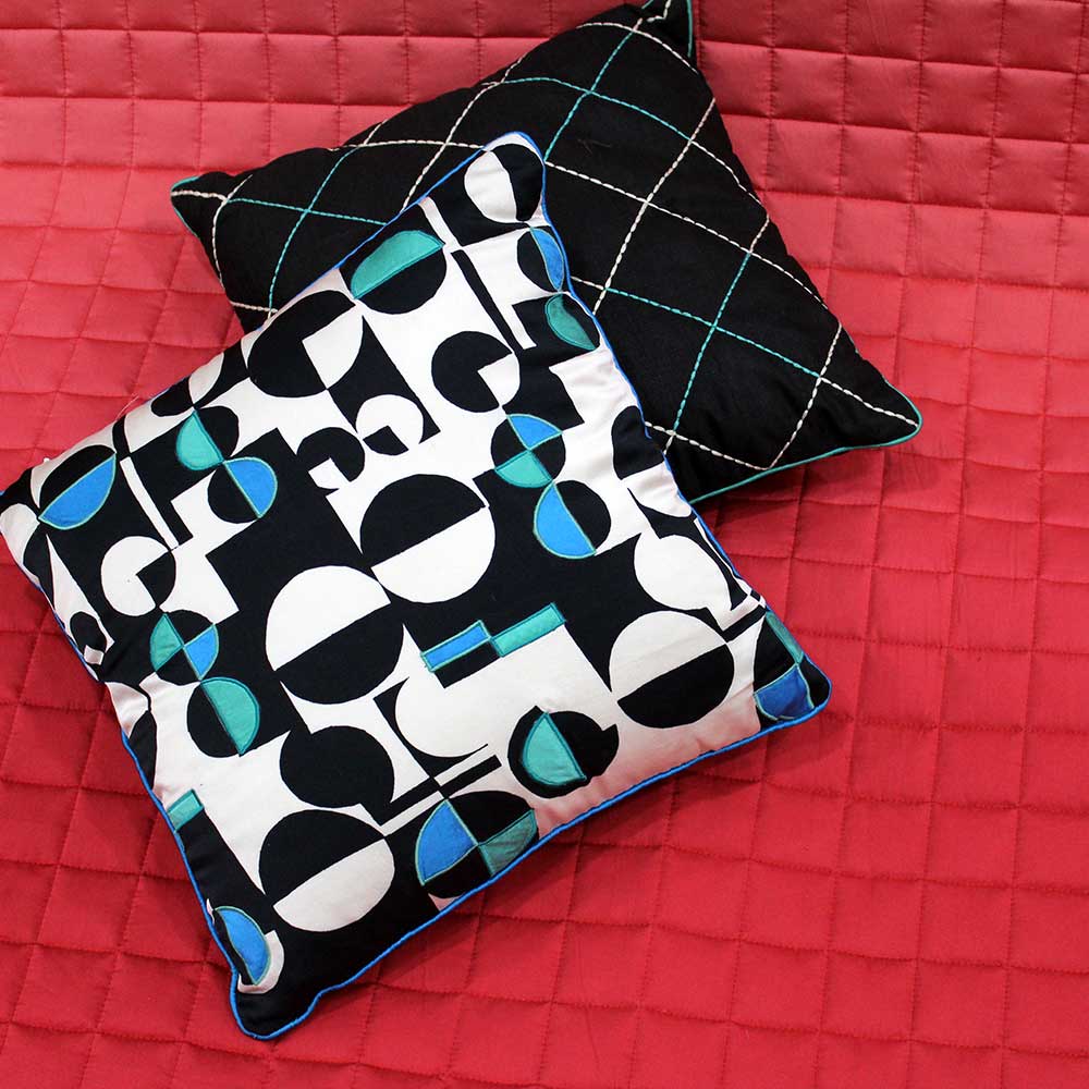 Geometric Digital Printed Designer Cushion Cover Black and White Home Decor Digital Pillow Cushion Case 16" X 16" - Elysian