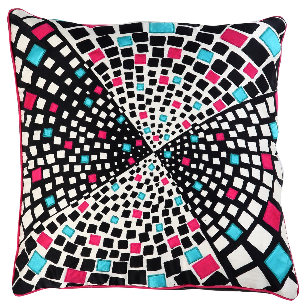 Geometric Pattern Starry Digital Printed Cushion Cover Exceptional Quality with Polyester Black & White Color Use for Sofa