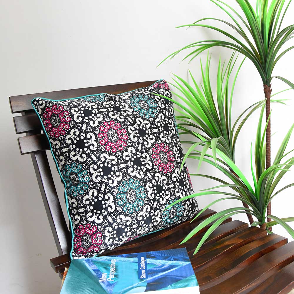 Decorative Abstract Design Cushion Digital Print Cushion Cover Poly Personalized Case Pillow Cover Black and White 16" X 16"