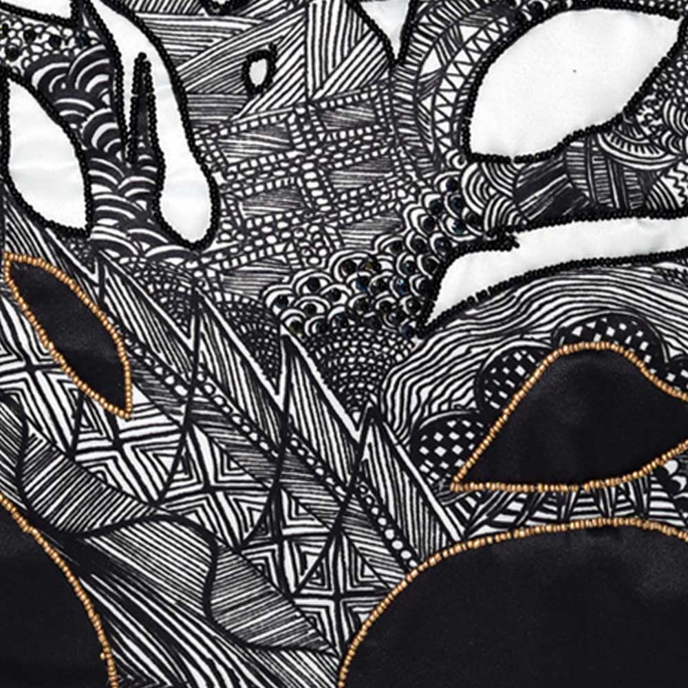 Designer Cushion Case Nature and Floral Garbrielle Digital Print Cushion Cover Hand Sketched Tree Pillow Cushion Case Black
