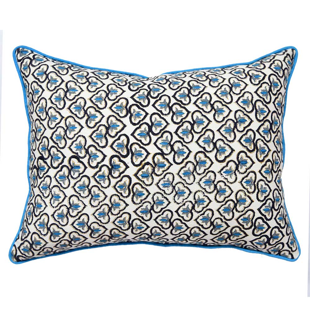 Traditional Hand Block Printed Cushion Cover 12" X 16" Drawing Room, Living Room, Garden, Patio Floral Cushion Pillow Cover