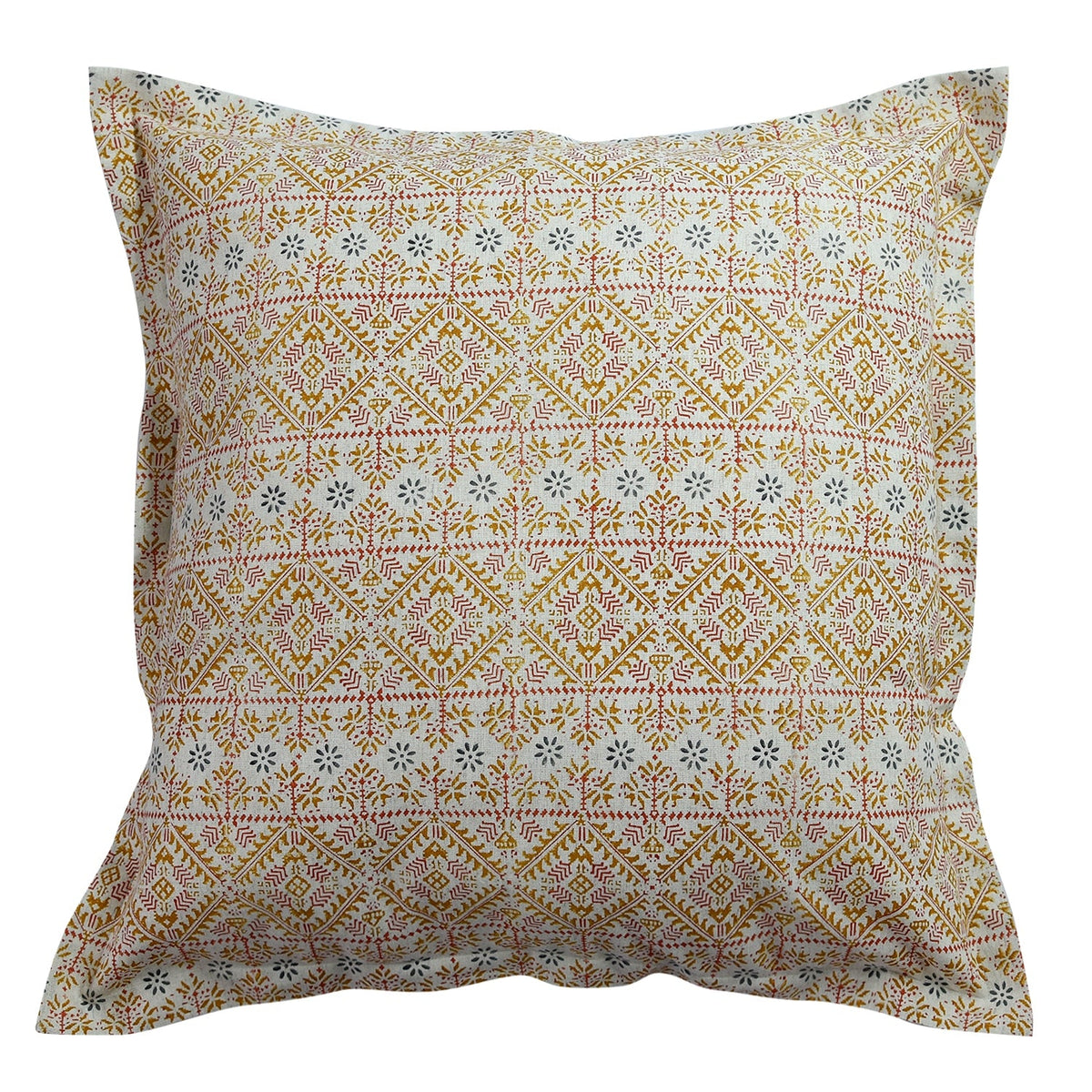 Block Printed Cushion Covers Drawing Room, Sofa, Car, Patio, Cotton Flax Printed Cushion Cases 26x26 - Elysian Home Decor