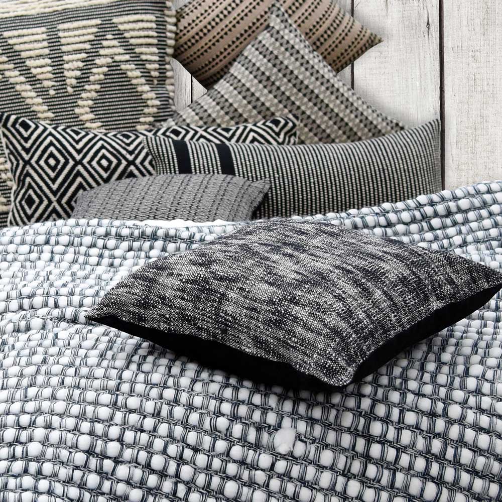 Hand Woven Cushion Cover Charcoal Possession Pattern Sofa Garden Dupion Cushion Cover 16x16 - Elysian Home Decor