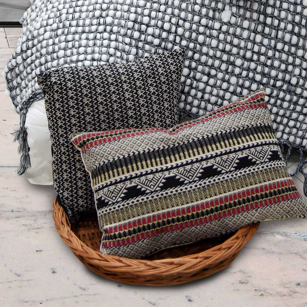 Designer Folk Geo Woven Sofa Chair Patio Decorative Cushion Cover with Zipper Closer 13x20 - Elysian Home Decor