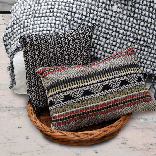 Designer Folk Geo Woven Sofa Chair Patio Decorative Cushion Cover with Zipper Closer 13x20 - Elysian Home Decor