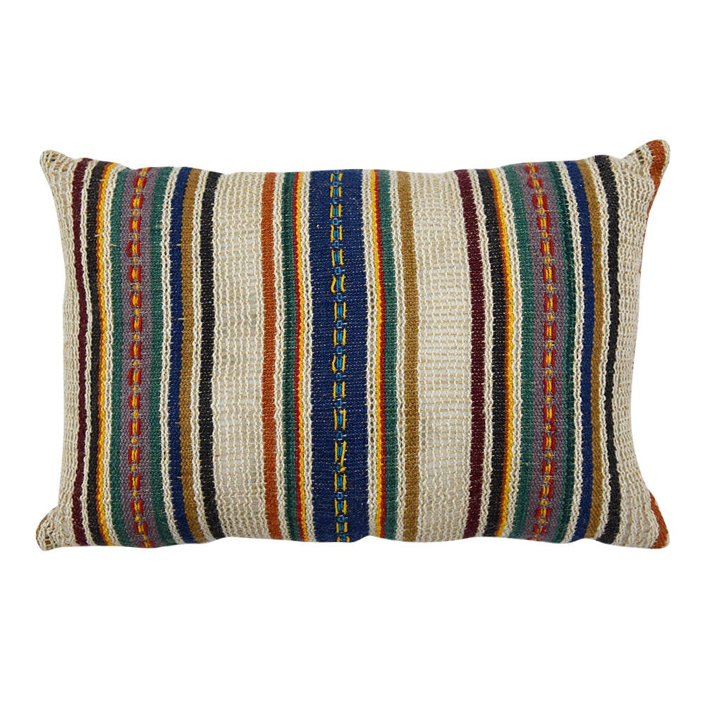 Hand Woven Stripe Cushion Covers 12x18 Designer Hand Weaving Pillow Cover - Elysian Home Decor