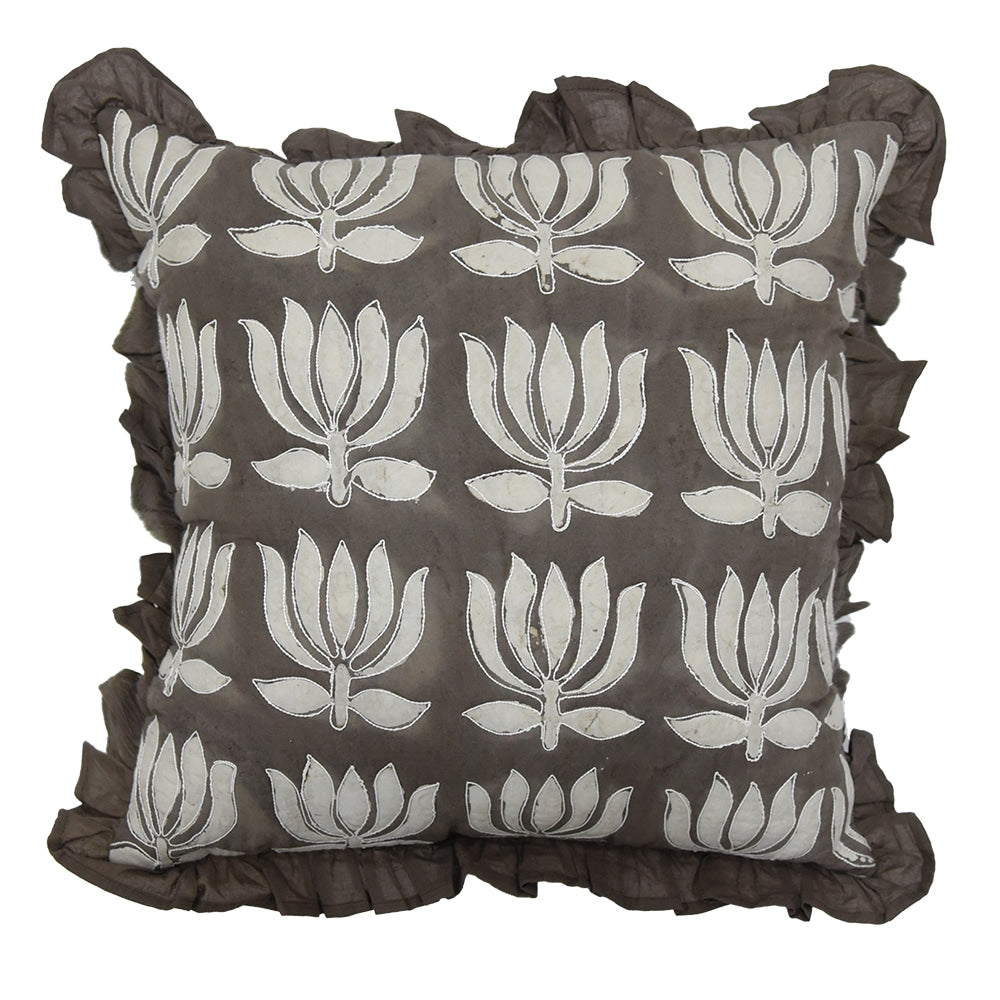 Dabu Hand Block Printed Cotton Print Cushion Cover 16x16 - Elysian Home Decor