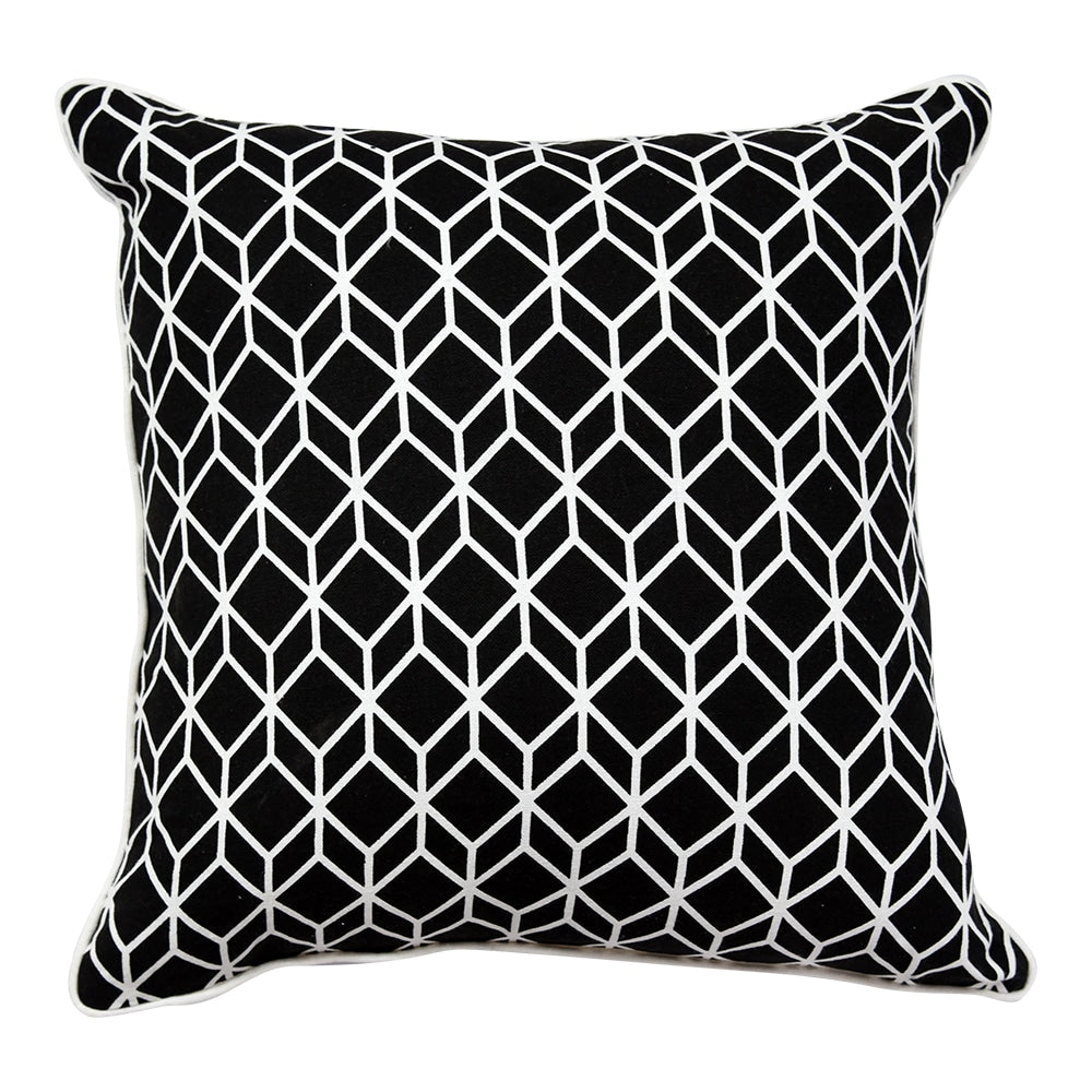 Black & White Parallel-Piped Cuboid Cushion Cover (16"X16") Cube Geometric Pattern Cushion Covers - Elysian Home Decor