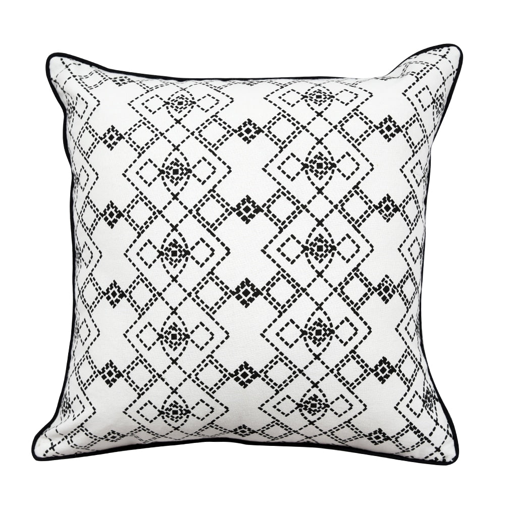 Black & White Luxurious Connectoline Cushion Cover (16"X16") Dotted Geometric Print Pillow Case - Elysian Home Decor
