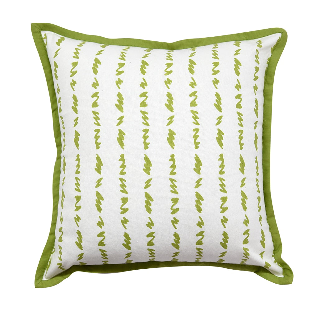 Twirled Line Green Cushion Cover 16"X16" Casement Cotton Cushion Pillow Cases Use for Patio, Garden, Outdoor, Drawing Room