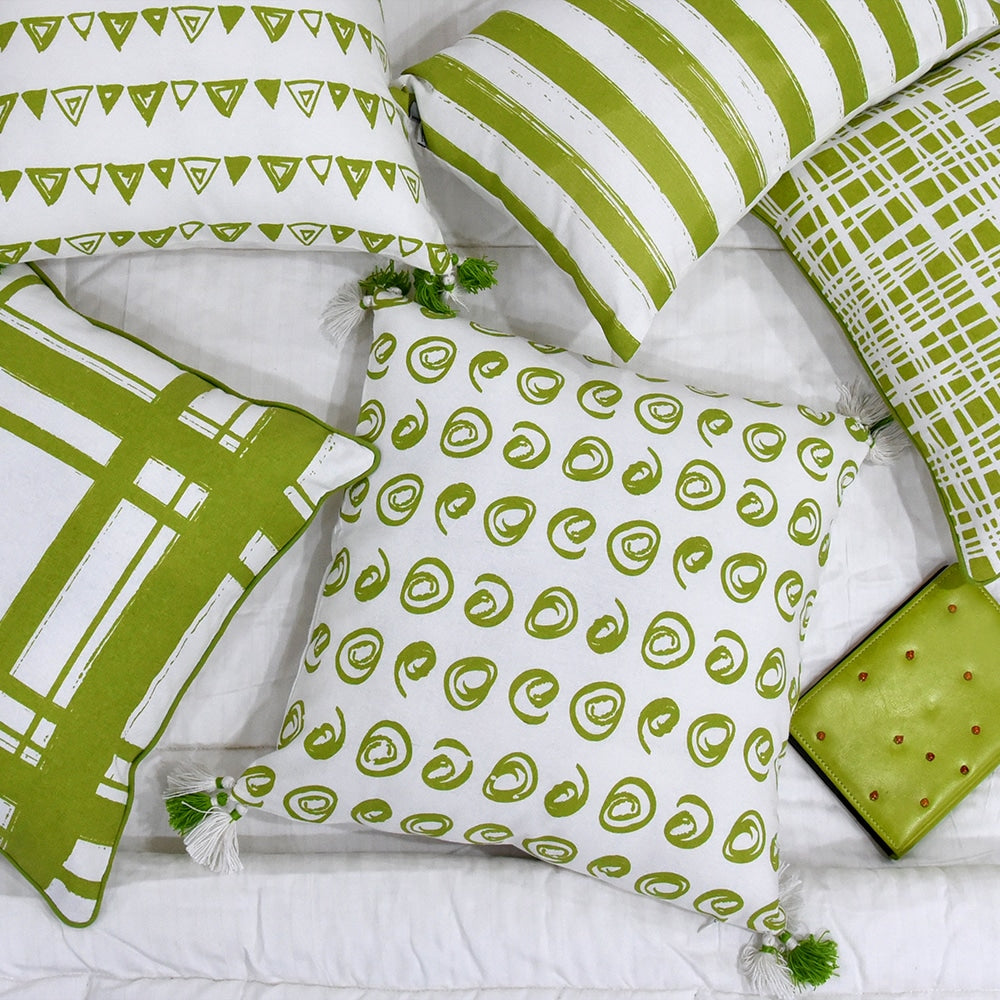 Home Décor Curling Spirals Cushion Cover with Tassels Patio, Garden & Outdoor Printed Geometric Pattern Cotton Pillow Cushion