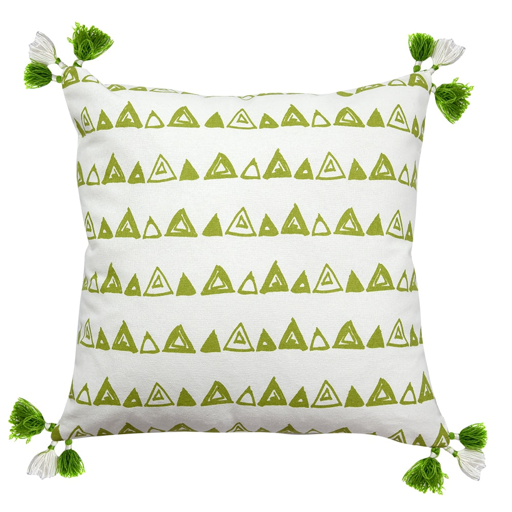 Home Decor Cushion Cover Patio & Garden Green Cotton Cushion Cover 16x16 Geometric Pattern with Tassels Printed Cushion Cover