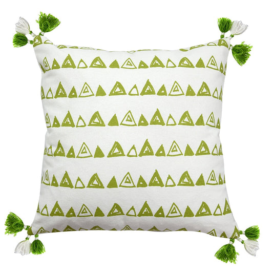 Home Decor Cushion Cover Patio & Garden Green Cotton Cushion Cover 16x16 Geometric Pattern with Tassels Printed Cushion Cover