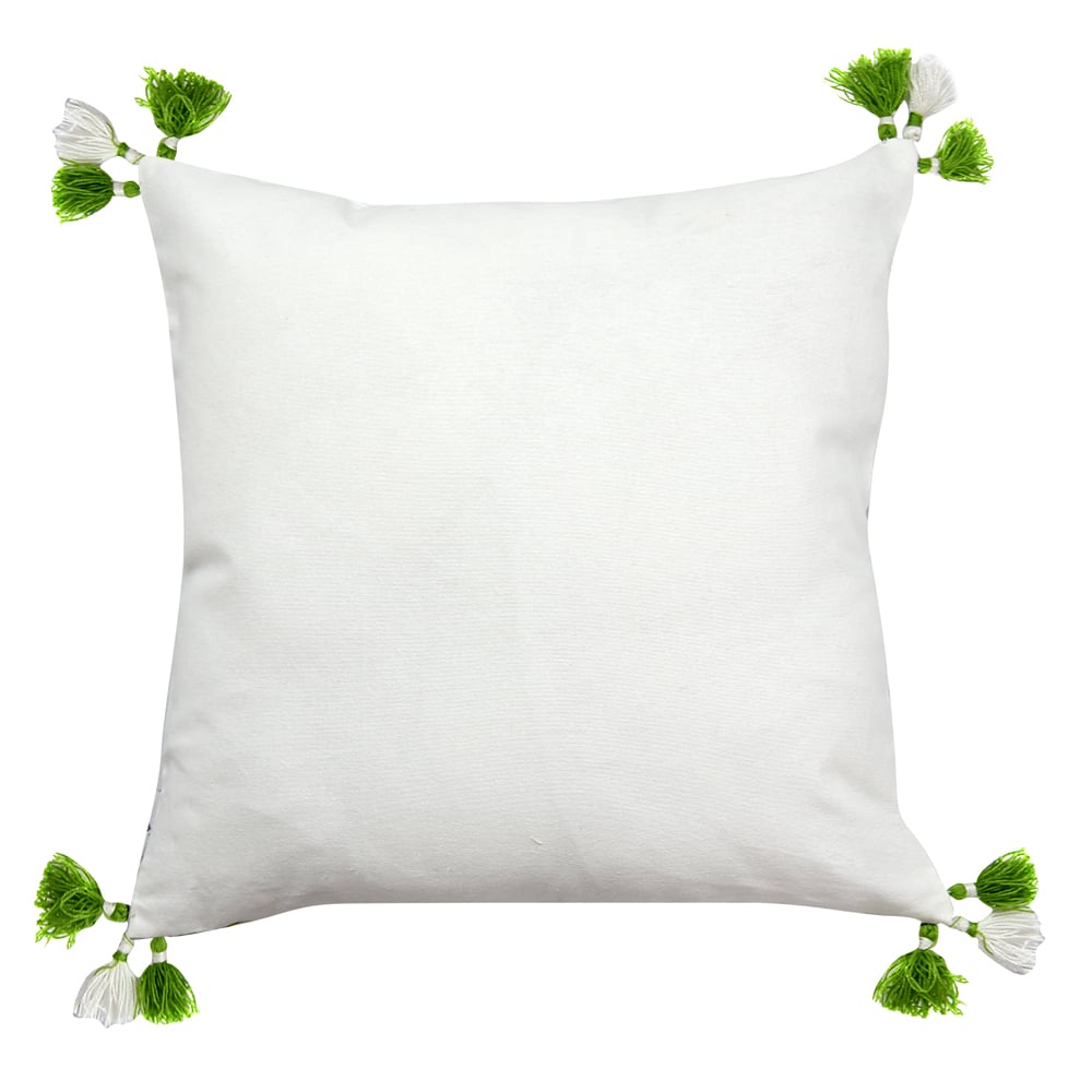 Home Decor Cushion Cover Patio & Garden Green Cotton Cushion Cover 16x16 Geometric Pattern with Tassels Printed Cushion Cover
