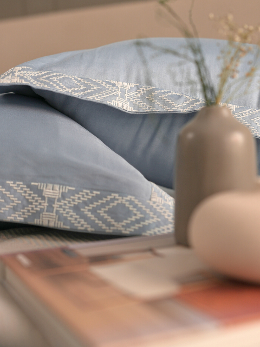 600TC Cotton Fablis Smoke Blue Beyond Bedsheet Set - Elysian Home Decor