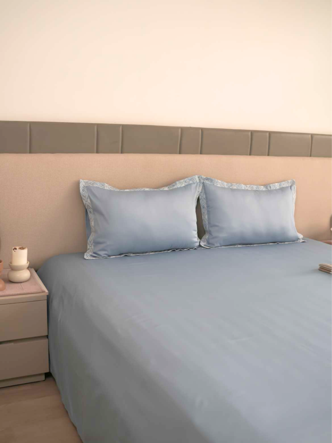 600TC Cotton Fablis Smoke Blue Beyond Bedsheet Set - Elysian Home Decor