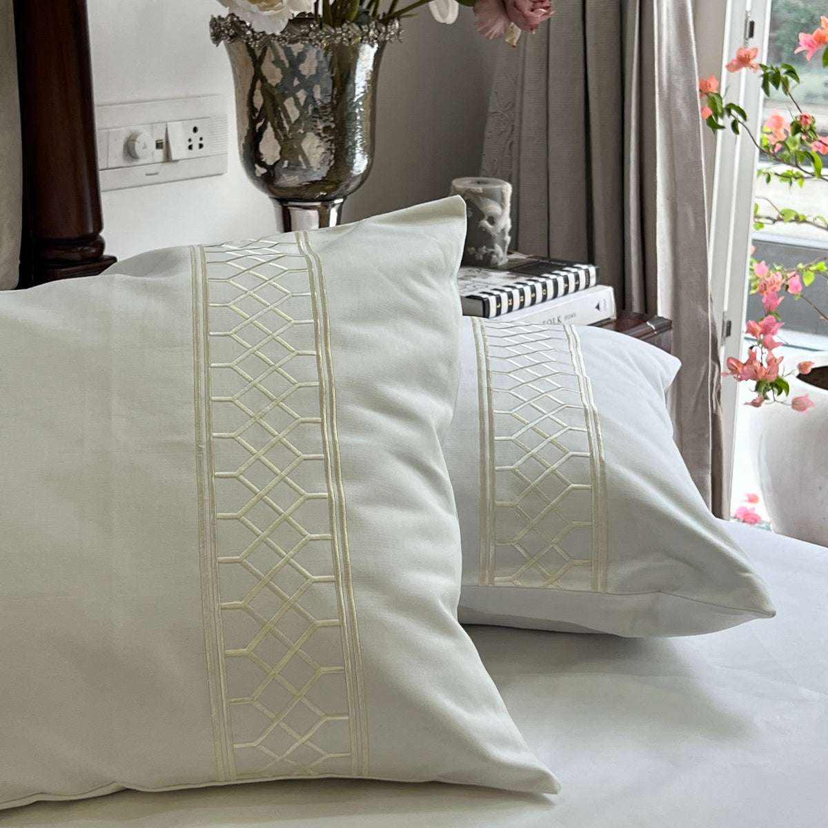 1000TC Zigzag Snow White Egyptian Cotton Bedsheet Set - Elysian Home Decor