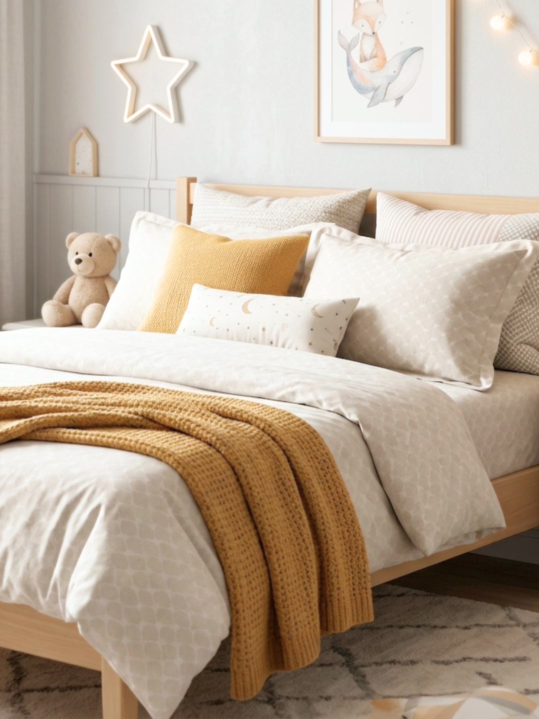 Sea Shells Grey Printed Cotton Bedsheet Set - Elysian Home Decor