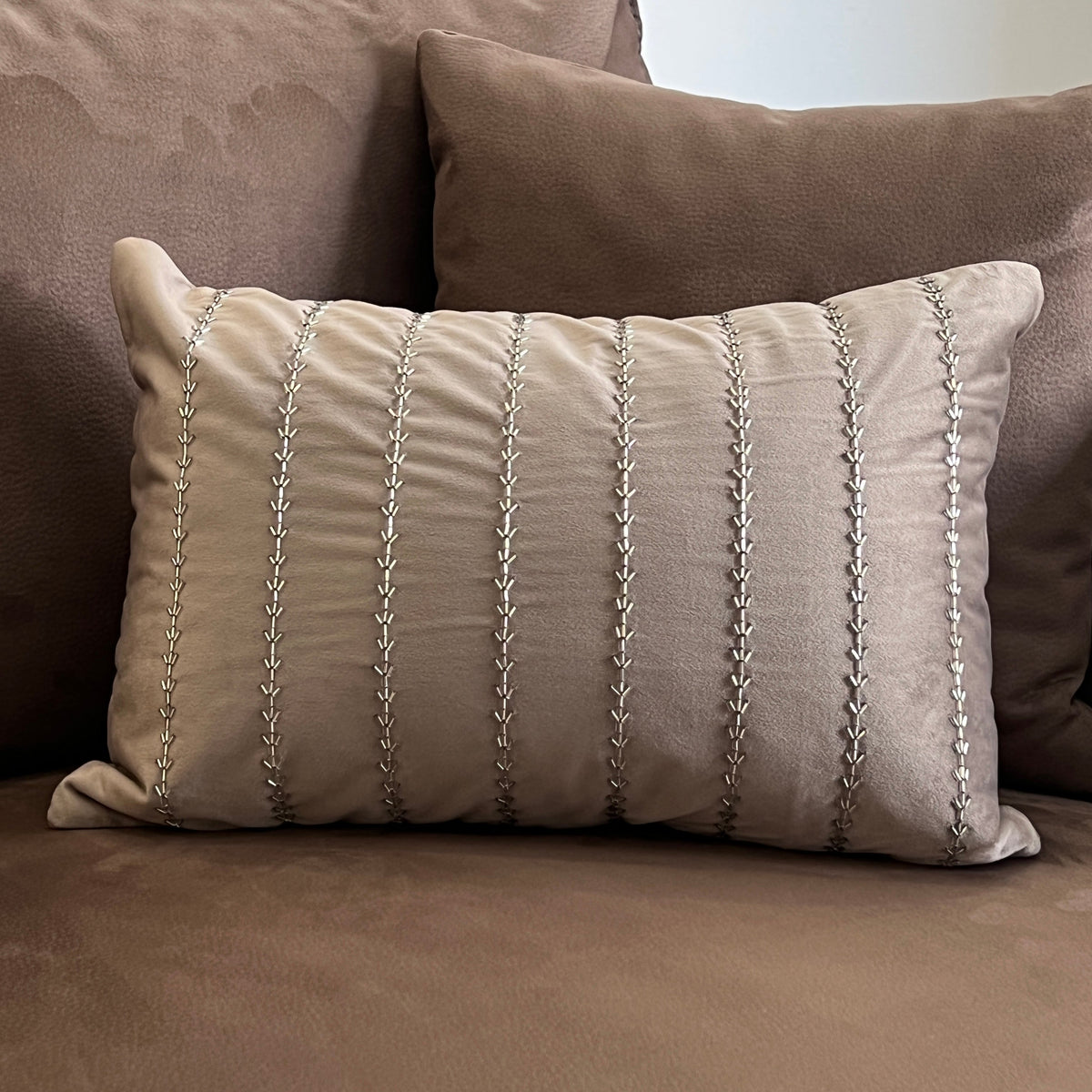 Decorative Skylight Silver Velvet Cushion Cover 12x18 - Elysian Home Decor