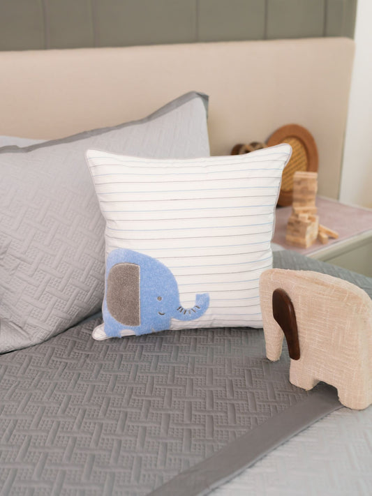 Trunk Dreams Cotton Embroidered Ivory Cushion Cover Kids Design 16" X 16" - Elysian Home Decor