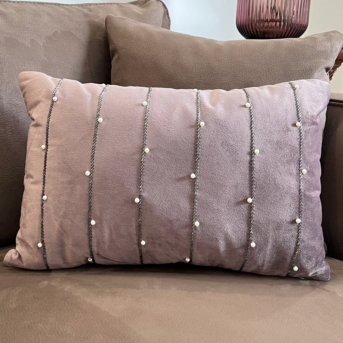 Decorative Twinkle Lilac Velvet Cushion Cover 12x18 - Elysian Home Decor