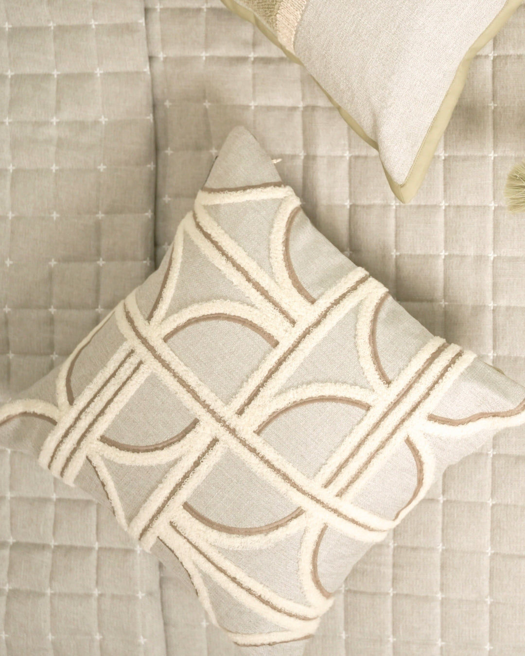 Arcadia Palm Springs Embroidered Grey Cushion Cover (Size : 16"X16") - Elysian Home Decor