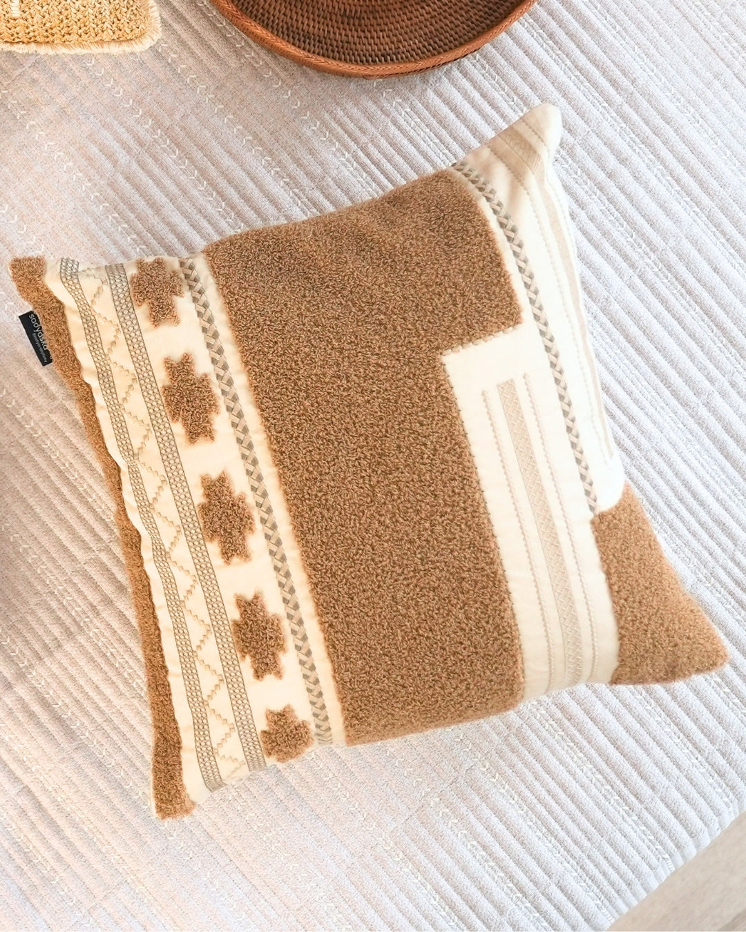 Mojave Palm Springs Embroidered Oats Beige Cushion Cover (Size : 16"X16") - Elysian Home Decor