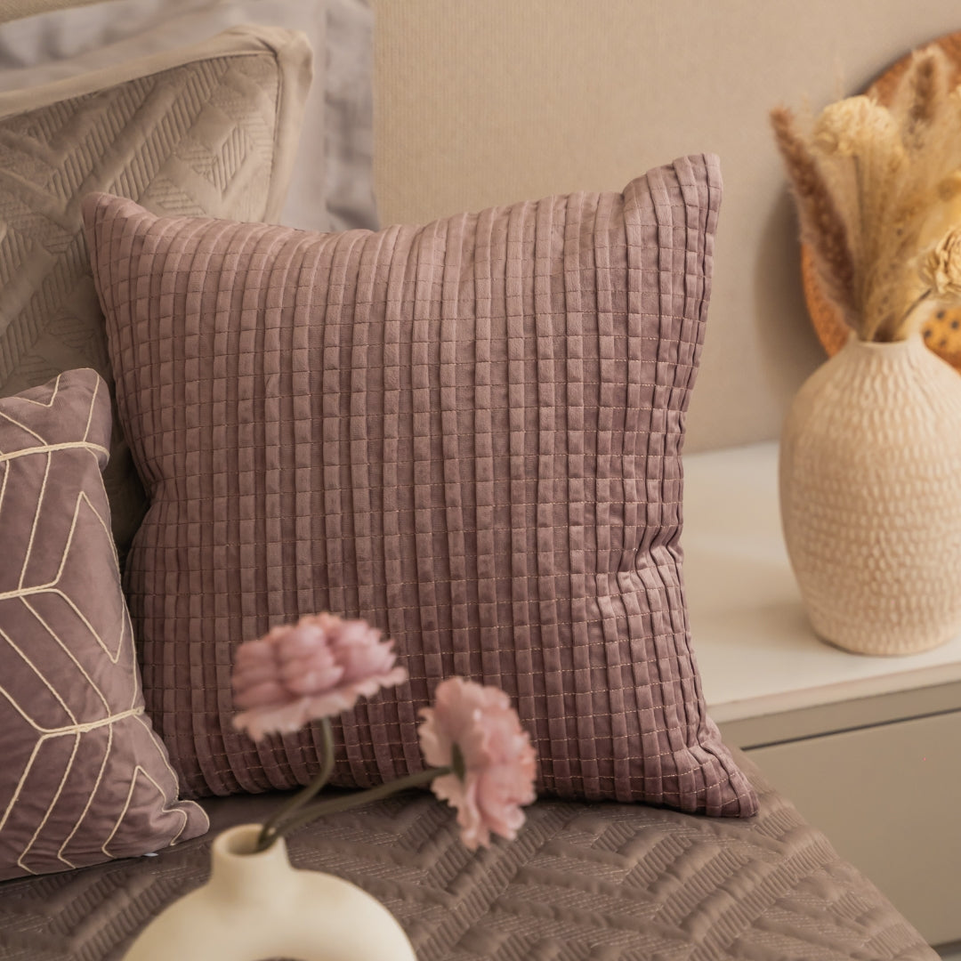 Decorative Bello Lilac Velvet Cushion Cover 16x16 - Elysian Home Decor