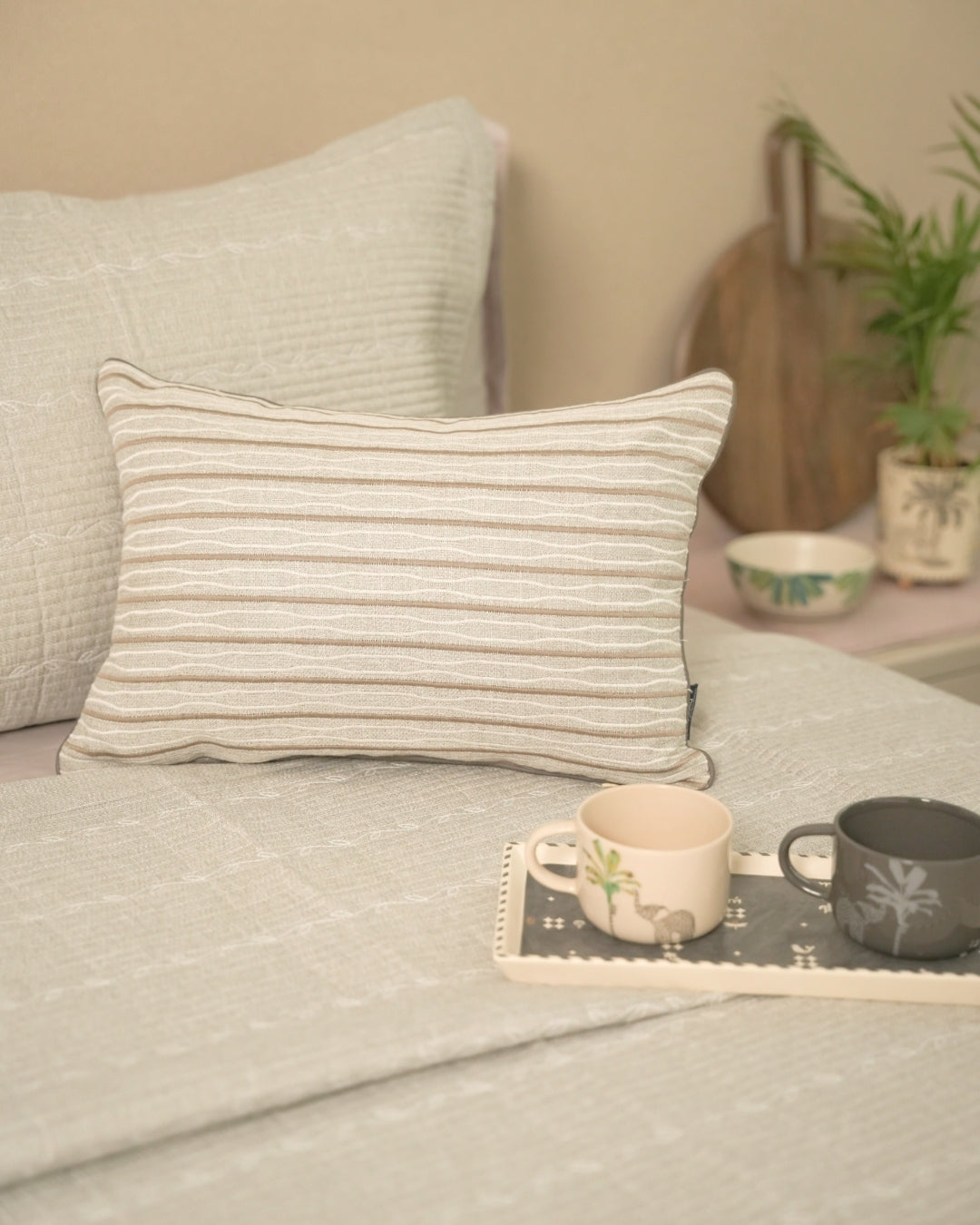 Drift Palm Springs Embroidered Grey Cushion Cover (Size : 12"X18") - Elysian Home Decor