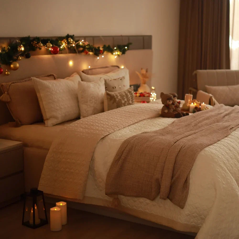 Elysian Home luxury bedcover in soft beige