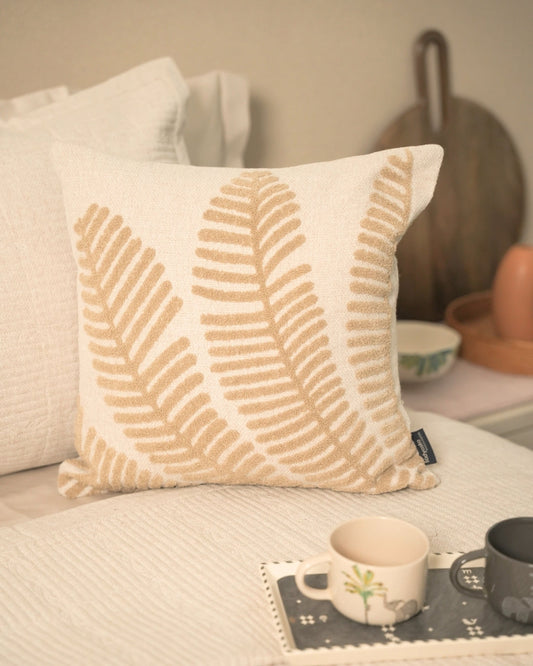 Fernwood Palm Springs Embroidered Beige Cushion Cover (Size : 16"X16") - Elysian Home Decor