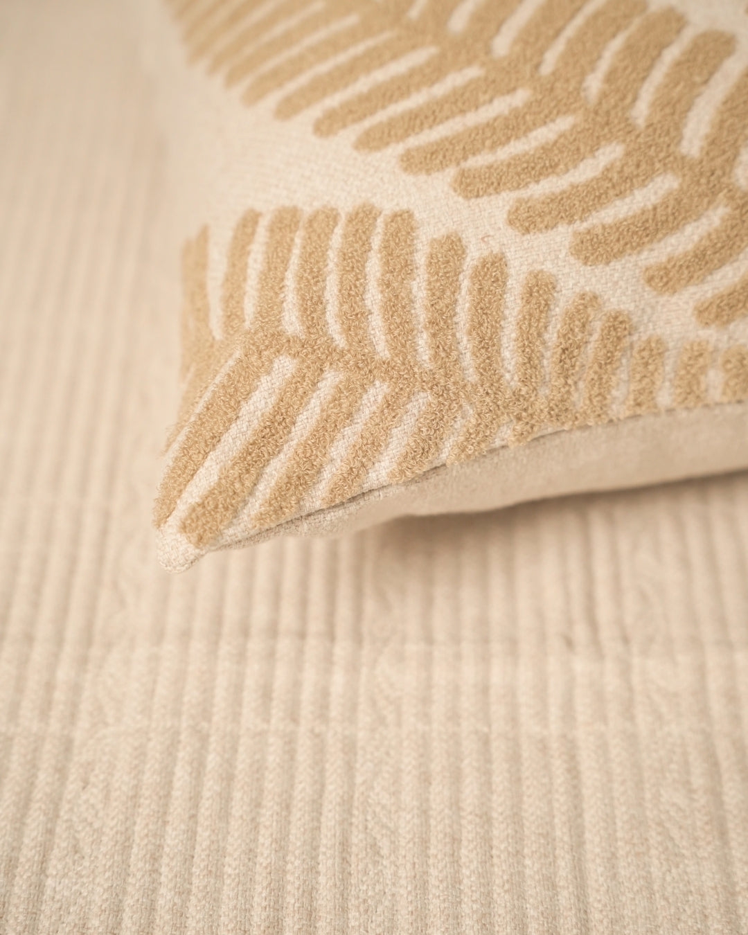 Fernwood Palm Springs Embroidered Beige Cushion Cover (Size : 16"X16") - Elysian Home Decor
