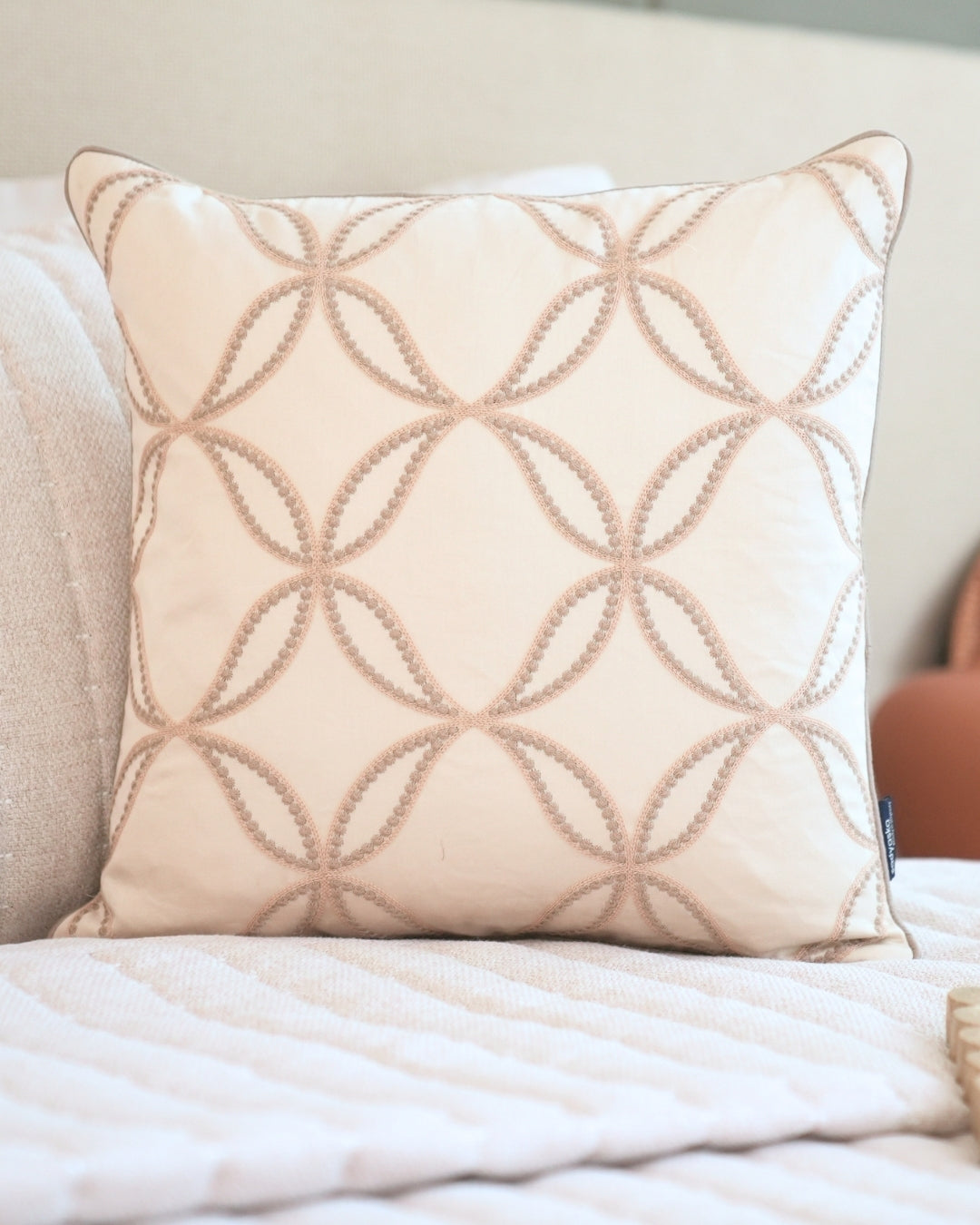 Halo Dunes Palm Springs Embroidered Oats Beige Cushion Cover (Size : 16"X16") - Elysian Home Decor