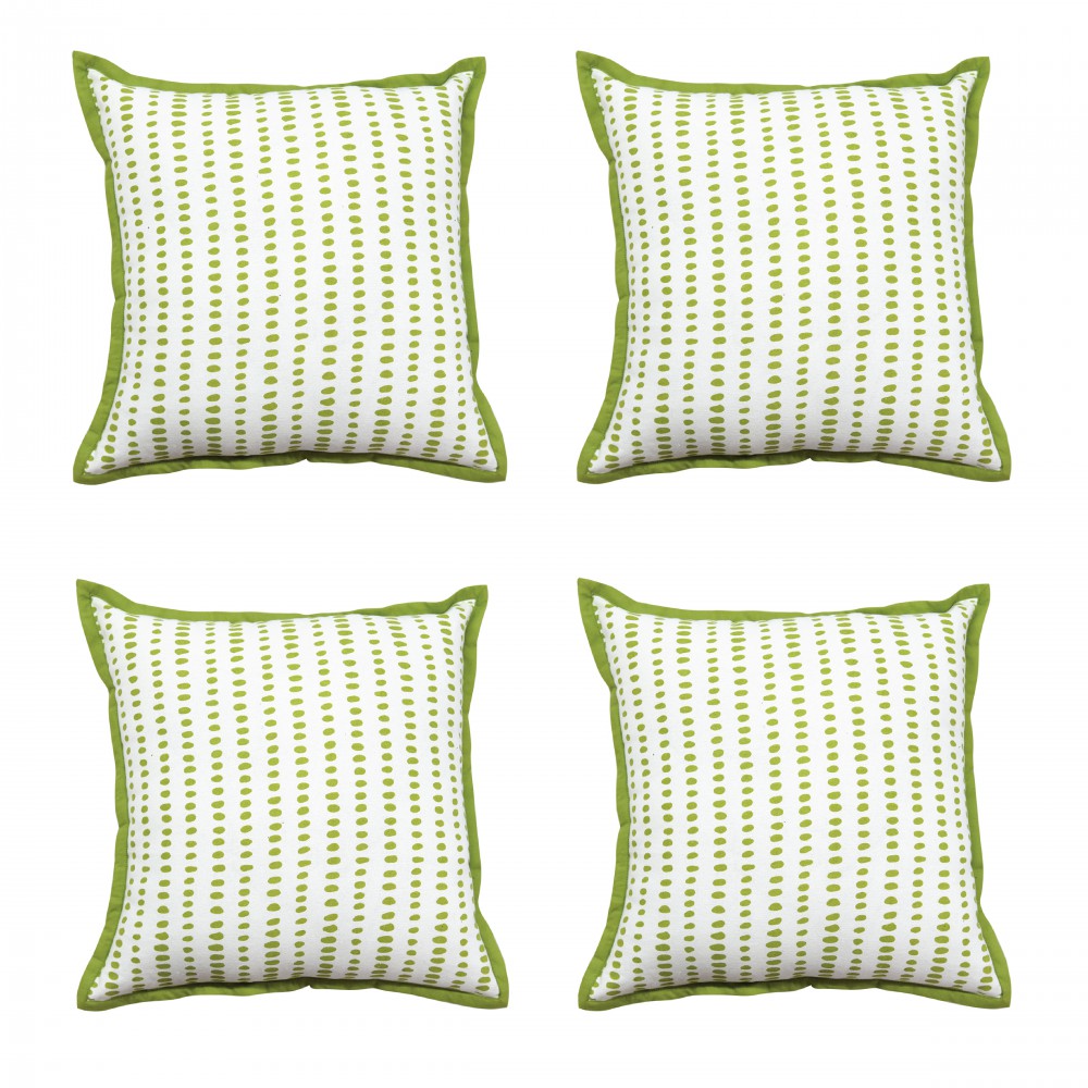 plash Dotted Lime Green Cushion Cover 16"X16" Geometric Pattern Cotton Cushion Pillow Case - Elysian Home Decor