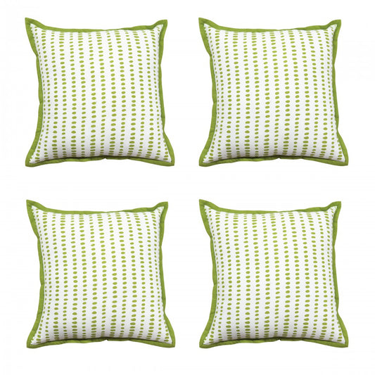 plash Dotted Lime Green Cushion Cover 16"X16" Geometric Pattern Cotton Cushion Pillow Case - Elysian Home Decor