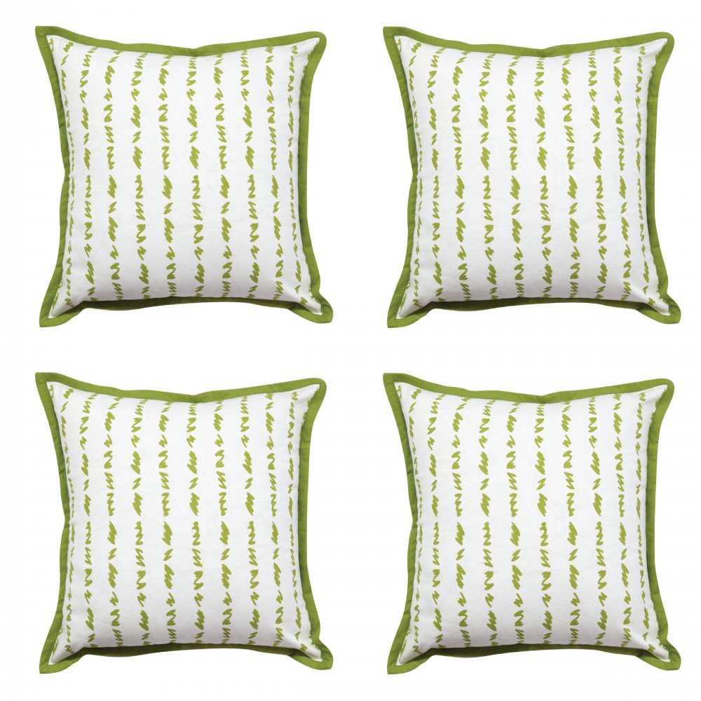 Twirled Line Green Cushion Cover 16"X16" Casement Cotton Cushion Pillow Cases Use for Patio, Garden, Outdoor, Drawing Room