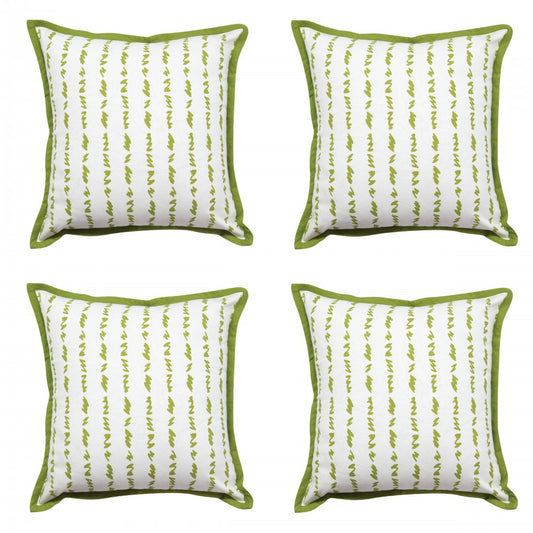 Twirled Line Green Cushion Cover 16"X16" Casement Cotton Cushion Pillow Cases Use for Patio, Garden, Outdoor, Drawing Room