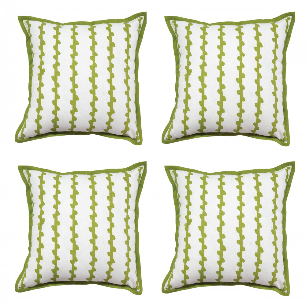 Channel Dotted Cushion Cover 16"X16" Lime Green Cotton Cushion Case Use For Garden, Outdoor, Living Room, Office, Decorative