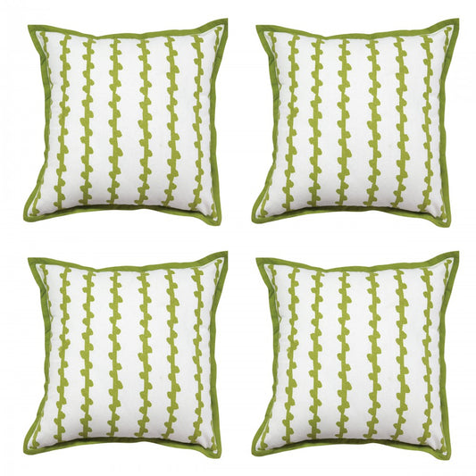 Channel Dotted Cushion Cover 16"X16" Lime Green Cotton Cushion Case Use For Garden, Outdoor, Living Room, Office, Decorative
