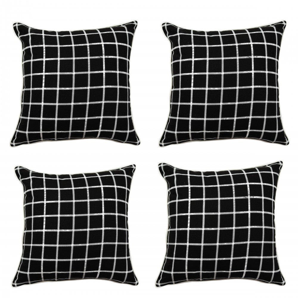 Black & White Checked Decorative Cushion Cover (16"X16") Geometric Pattern Cotton Cushion Pillowcase - Elysian Home Decor