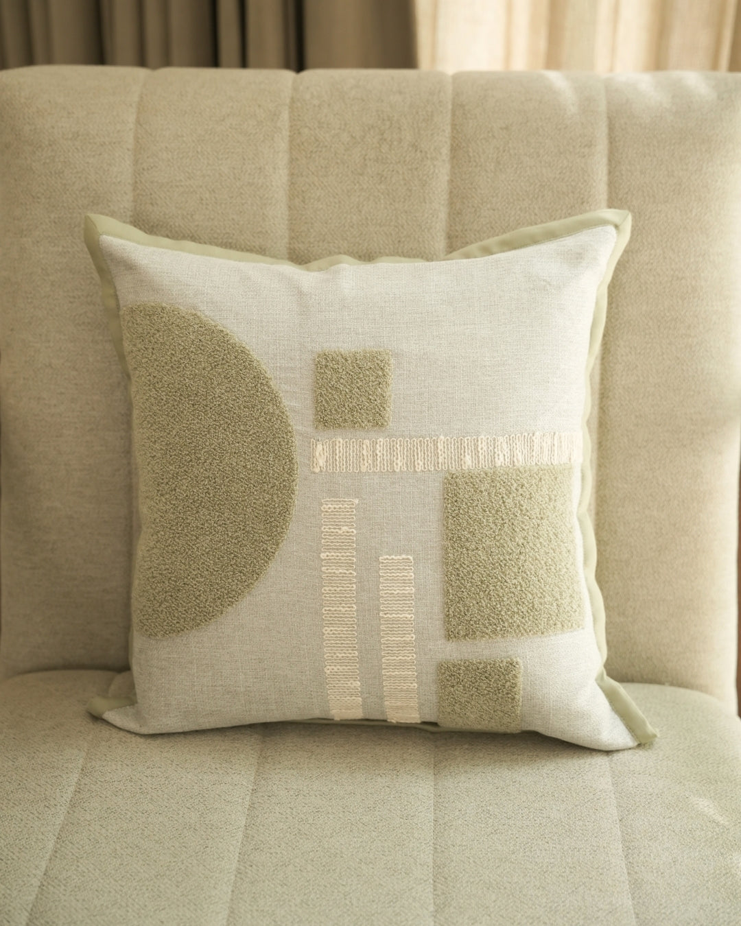Labyrinth Palm Springs Embroidered Grey Cushion Cover (Size : 16"X16") - Elysian Home Decor