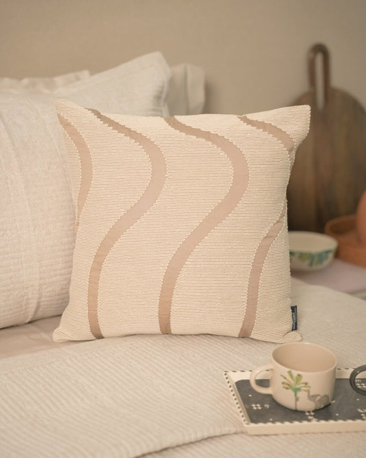 Laguna Palm Springs Embroidered Beige Cushion Cover (Size : 16"X16") - Elysian Home Decor