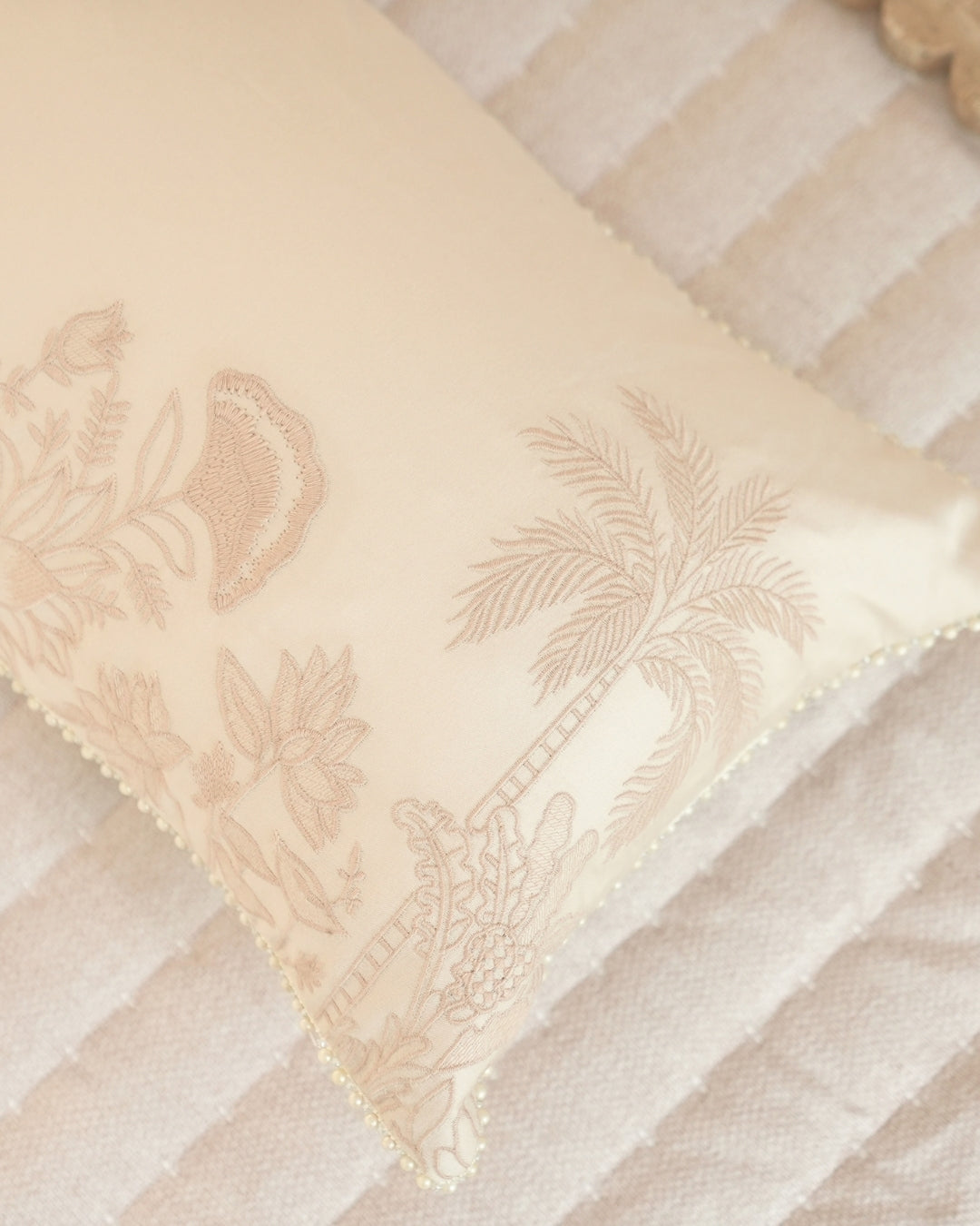 Mirage Garden Palm Springs Embroidered Oats Beige Cushion Cover (Size : 12"X18") - Elysian Home Decor