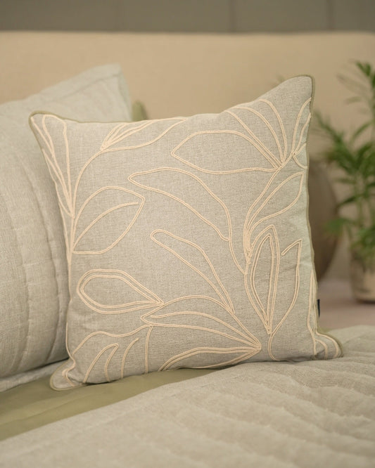 Reverie Palm Springs Embroidered Grey Cushion Cover (Size : 16"X16") - Elysian Home Decor