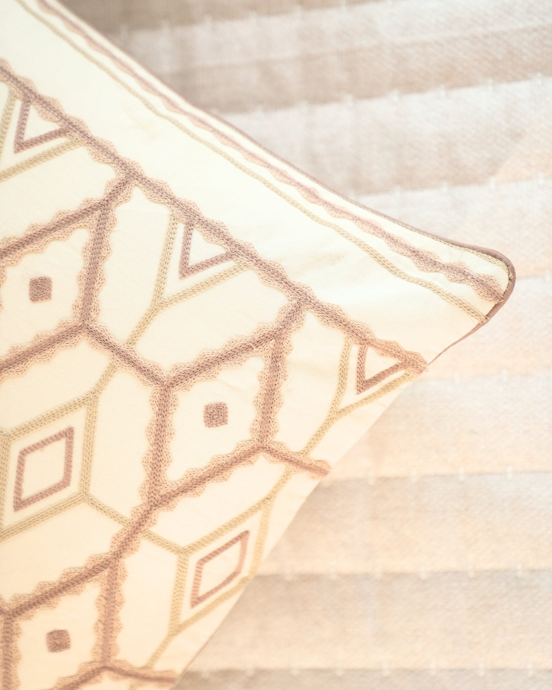 Sonora Palm Springs Embroidered Oats Beige Cushion Cover (Size : 16"X16") - Elysian Home Decor