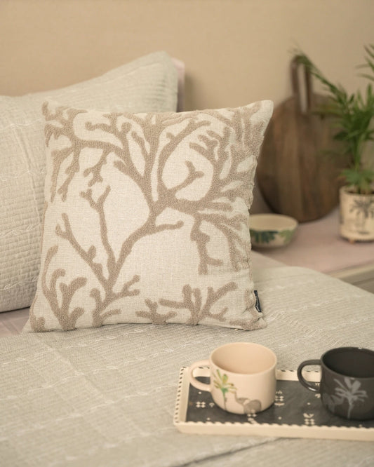 Verde Palm Springs Embroidered Grey Cushion Cover (Size : 16"X16") - Elysian Home Decor
